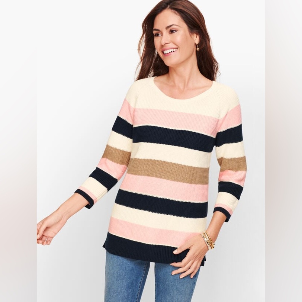 Talbots 2X Riviera Striped 100% Pina Cotton sweater